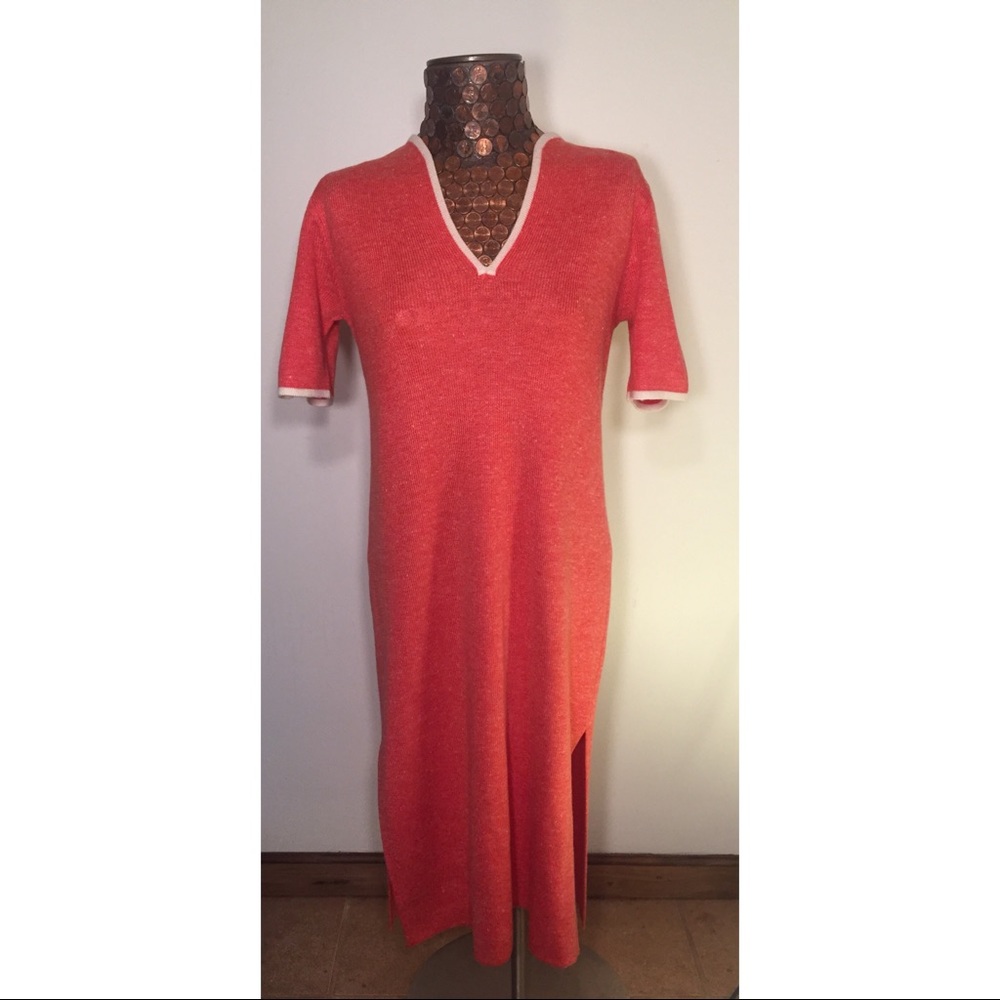Vintage Salmon Knit Midi Dress